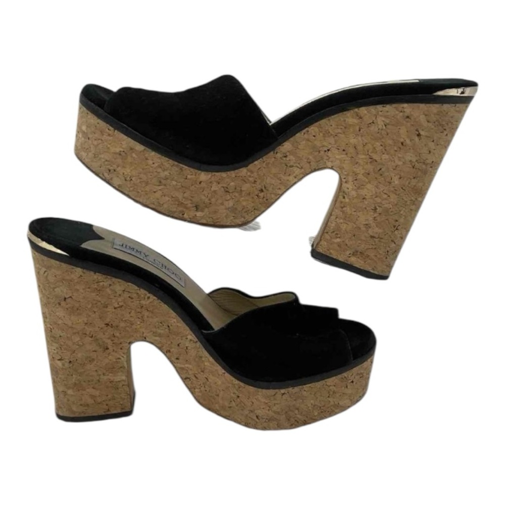 Jimmy Choo DeeDee Suede Platform Mules Sandals Size 38 (7.5 to 8 US)